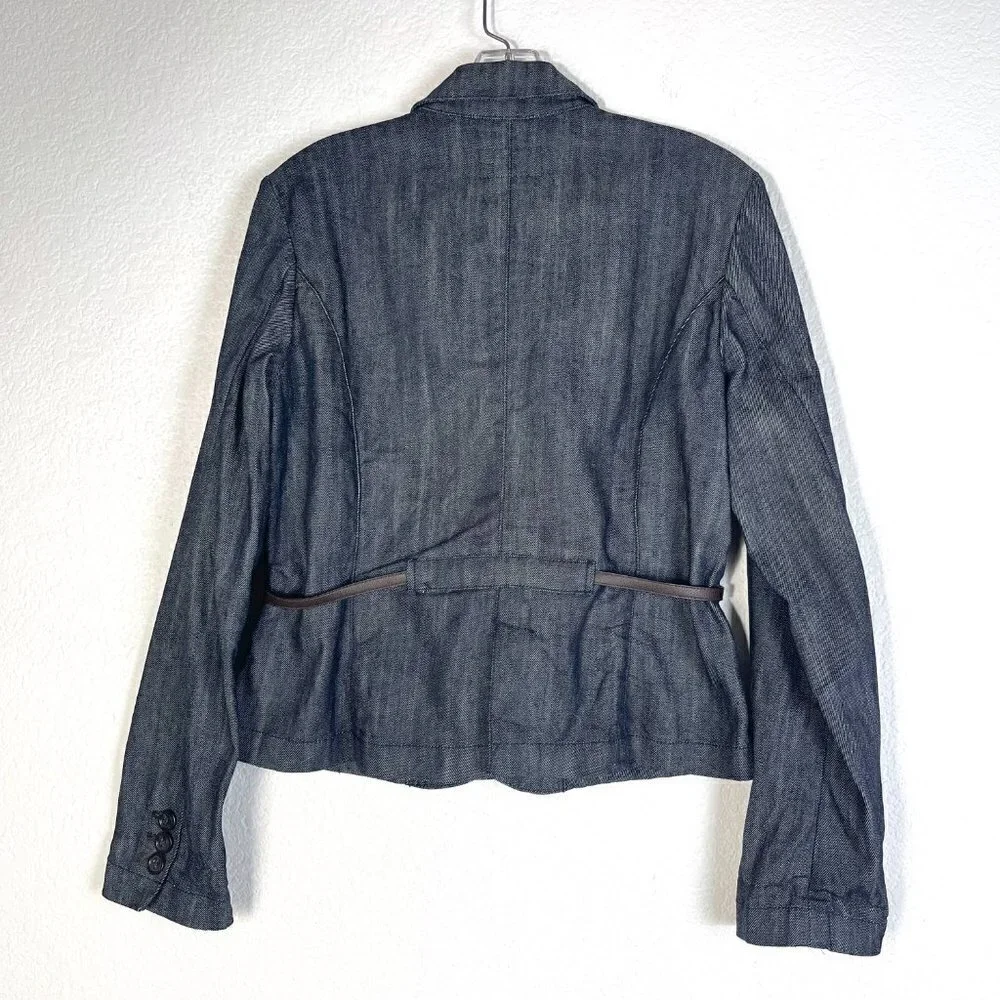 Ralph Lauren Denim Jacket Blazer Retro Belt Casual Preppy Medium - Picture 3 of 8